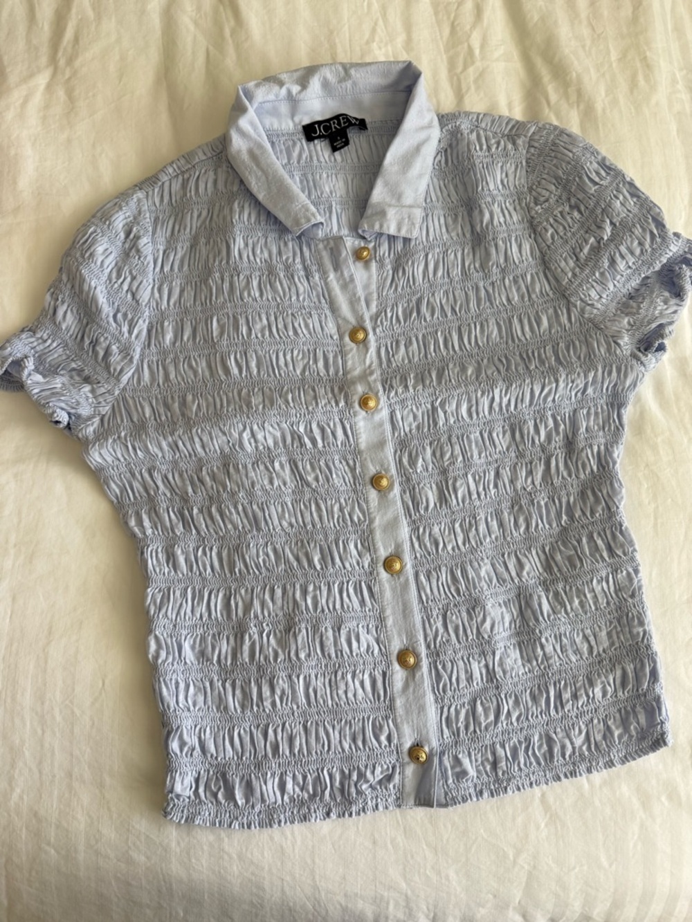 J.Crew Smocked Button-Up Top